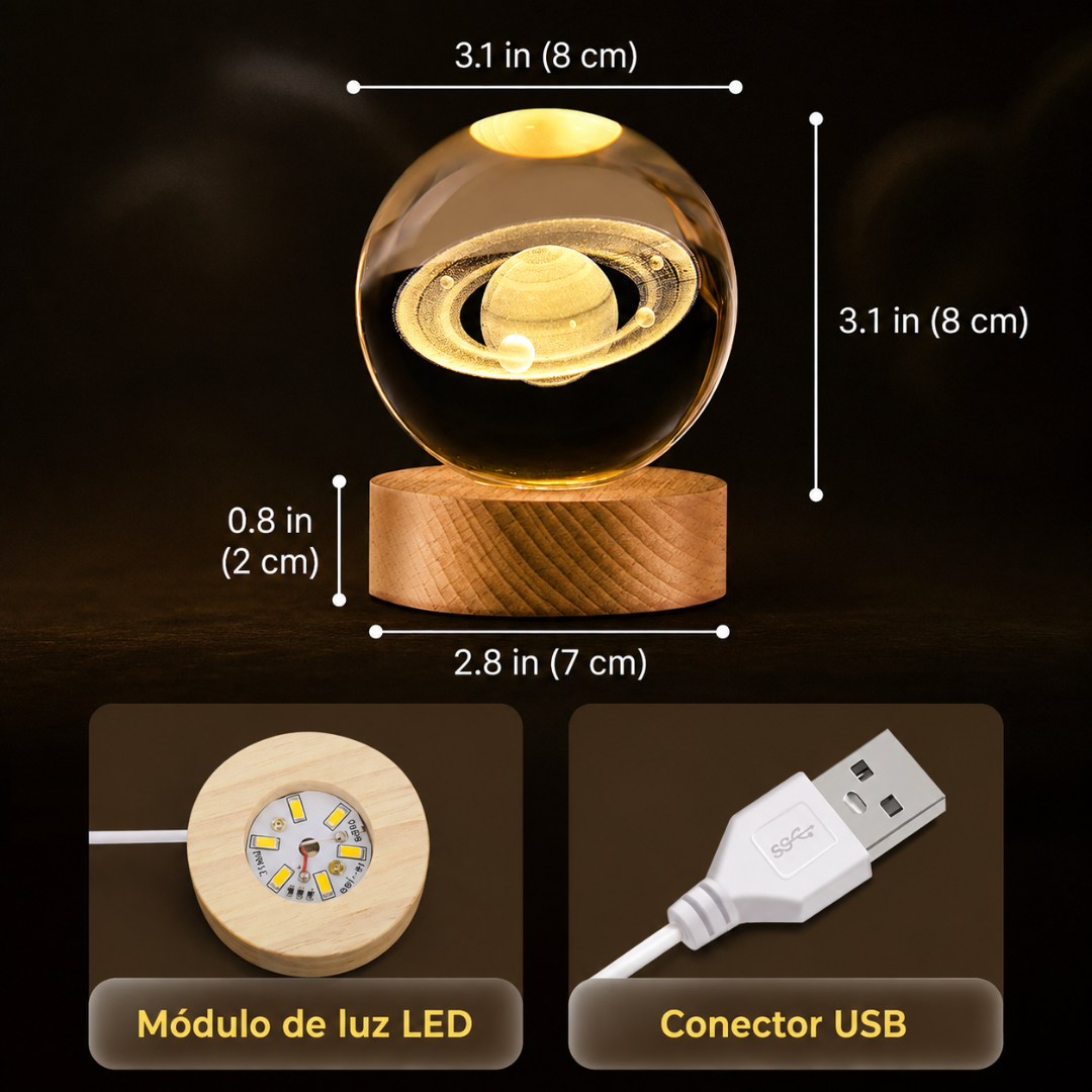 Lámpara Esfera de Cristal 3D